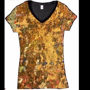 Printed Art V-Neck Organic Super Soft thin Cotton